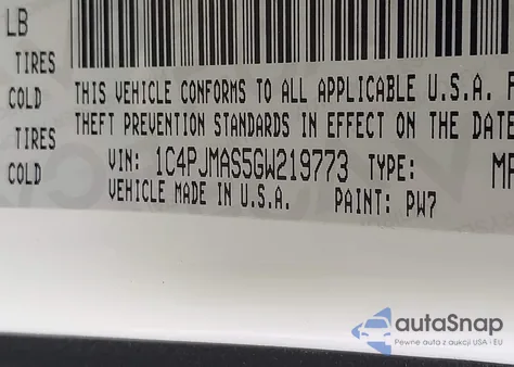 2016 Jeep Cherokee Sport z USA, uszkodzony, nr VIN 1C4PJMAS5GW219773